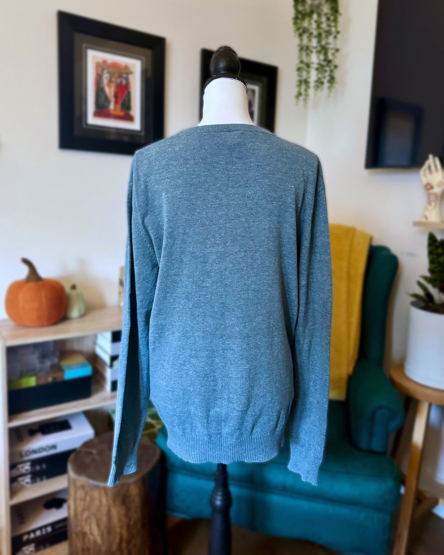 Old Navy Texture Teal Crew Neck Sweater