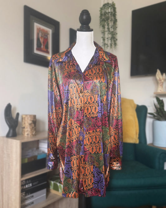 Antels MXM Vintage 1970s Bold Patterned Oversized Dress Shirt